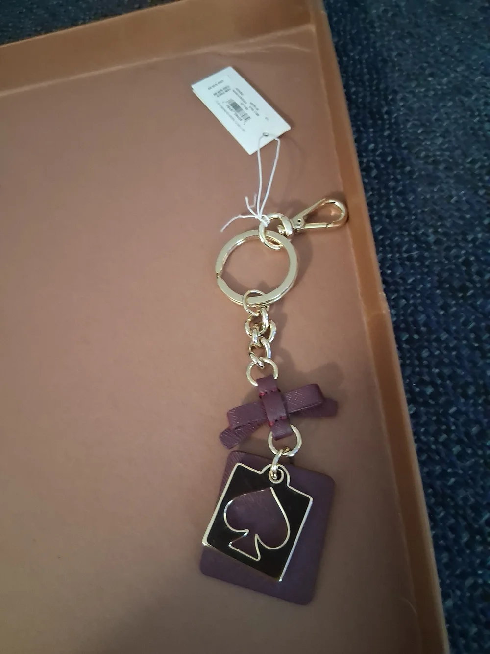 Kate Spade  Plum Leather Key & Card Holder with Bow